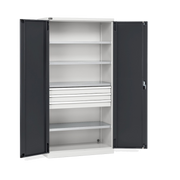 PERFOM140, Armadio con 2 ante, 4 ripiani, 3 cassetti, L1023 x P555 x H2000 mm
