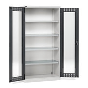 PERFOM140, Armadio con ante a battente fessurate in policarbonato, 4 ripiani, L1023 x P555 x H2000 mm