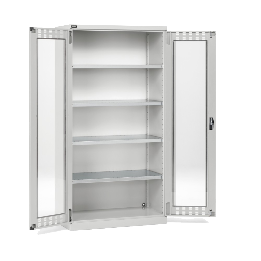 PERFOM140, Armadio con ante a battente fessurate in policarbonato, 4 ripiani, L1023 x P555 x H2000 mm