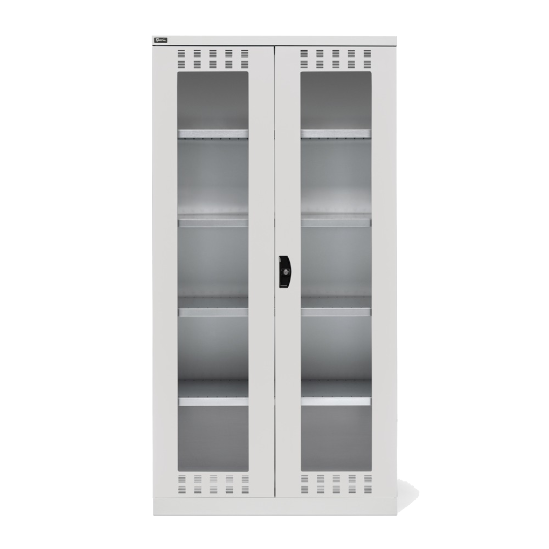 PERFOM140, Armadio con ante a battente fessurate in policarbonato, 4 ripiani, L1023 x P555 x H2000 mm