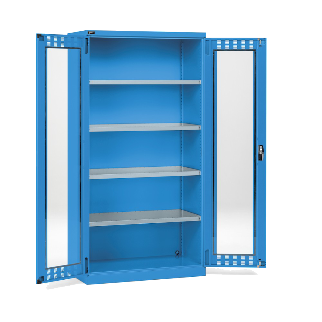 PERFOM140, Armadio con ante a battente fessurate in policarbonato, 4 ripiani, L1023 x P555 x H2000 mm