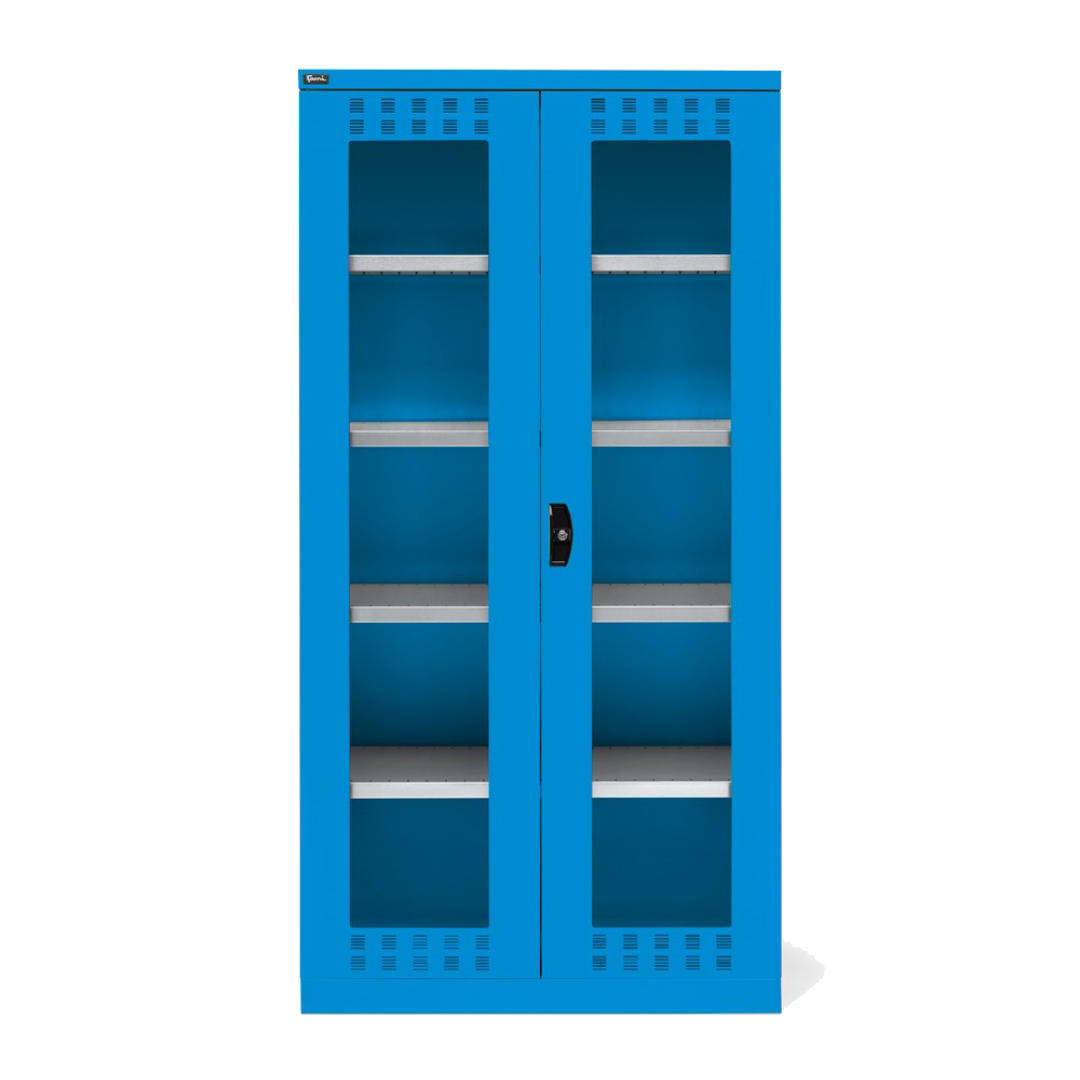 PERFOM140, Armadio con ante a battente fessurate in policarbonato, 4 ripiani, L1023 x P555 x H2000 mm