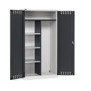 PERFOM140, Armadio multiuso con ante battente fessurate, ripiani e divisorio, L1023 x P555 x H2000 mm