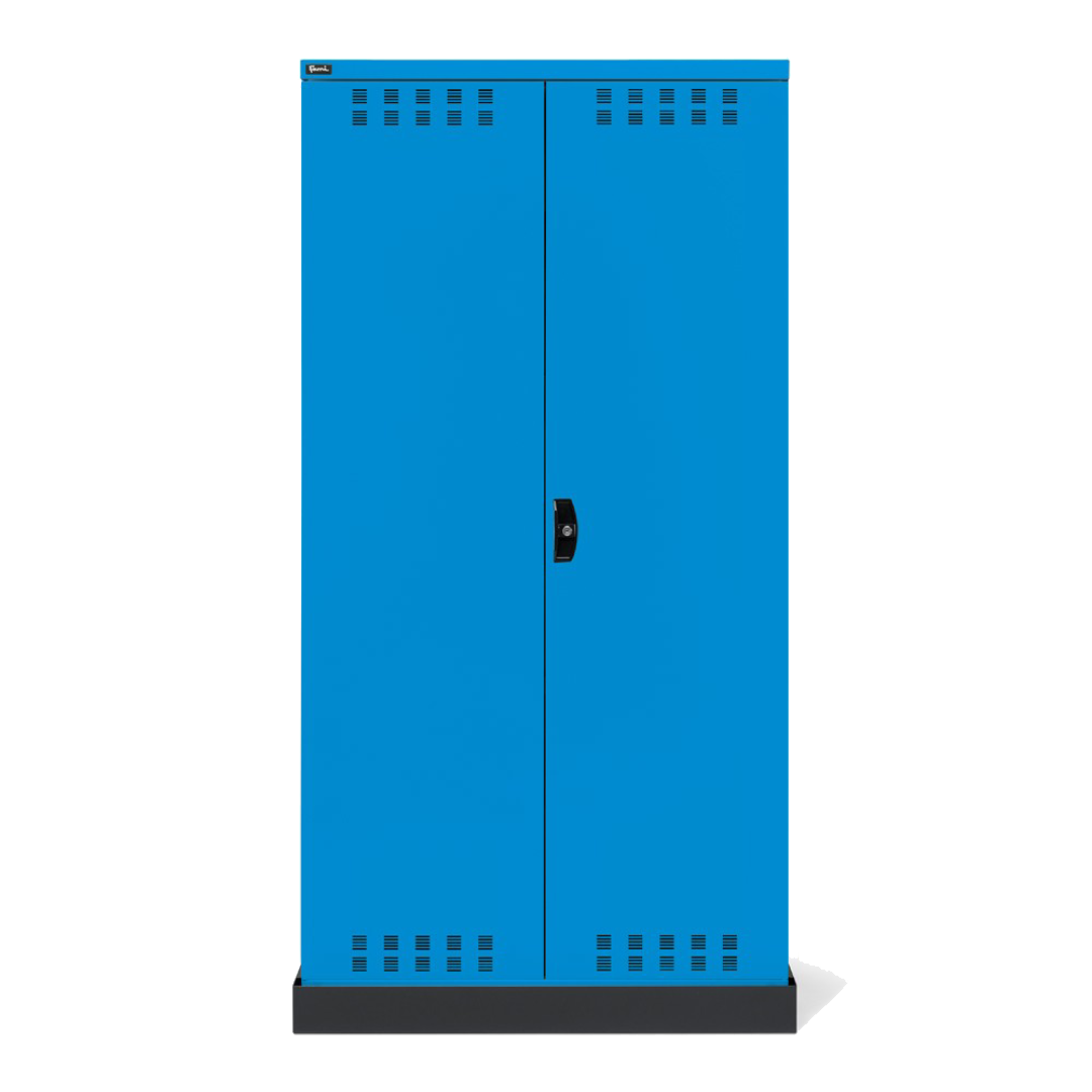 PERFOM140, Armadio 2 ante a battente fessurate, 4 piani, 18 taniche, 1 vasca interna, 1 vasca esterna, L1048 x P600 x H2027 mm