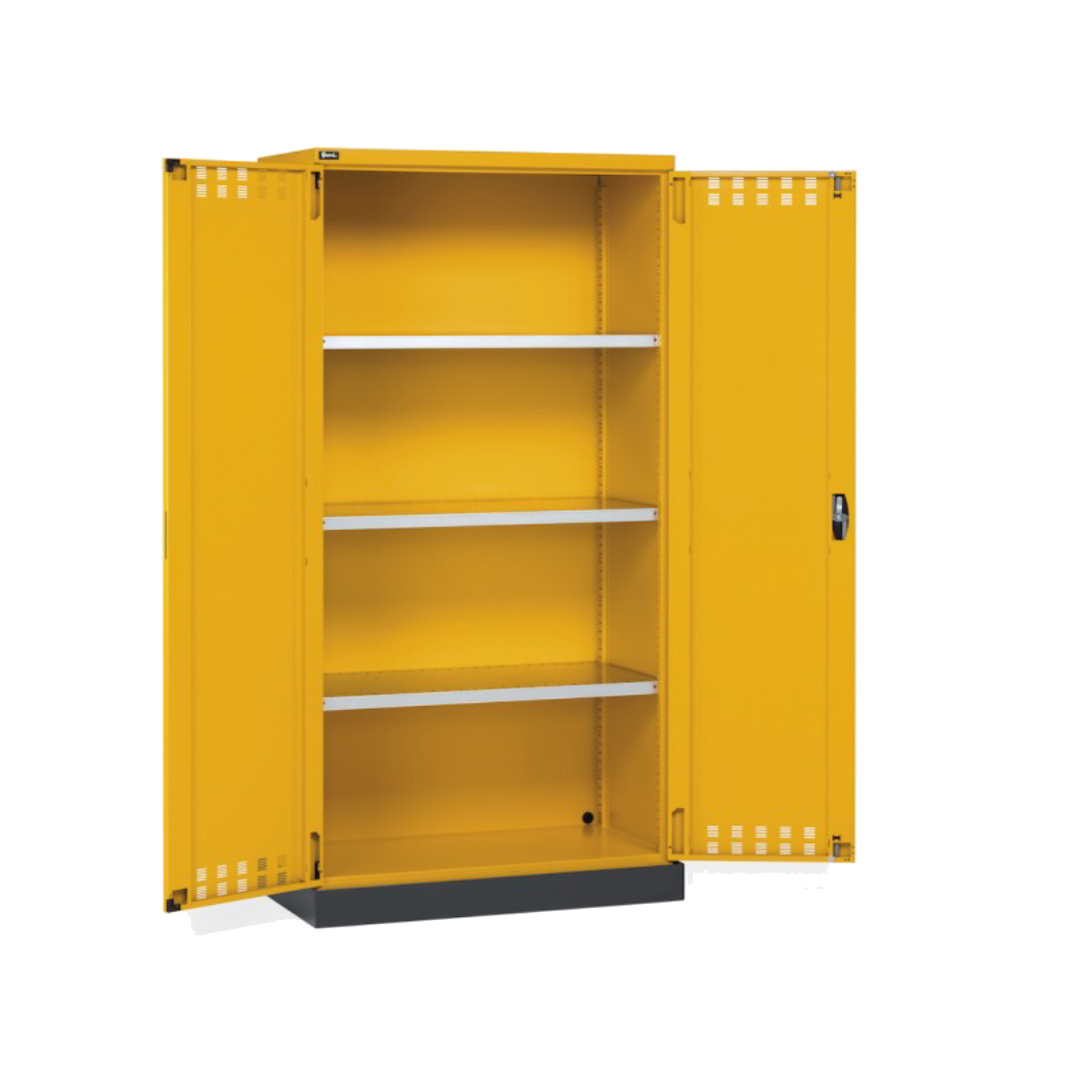 PERFOM140, Armadio 2 ante a battente fessurate, 3 ripiani, 1 vasca stagna esterna, L1048 x P600 x H2027 mm