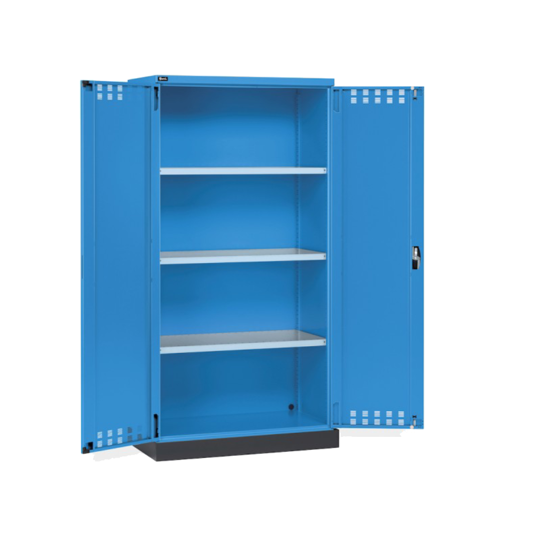 PERFOM140, Armadio 2 ante a battente fessurate, 3 ripiani, 1 vasca stagna esterna, L1048 x P600 x H2027 mm