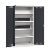 PERFOM140, Armadio caricabatterie con ante battenti in lamiera e ripiani forati, L1023 x P555 x H2000 mm