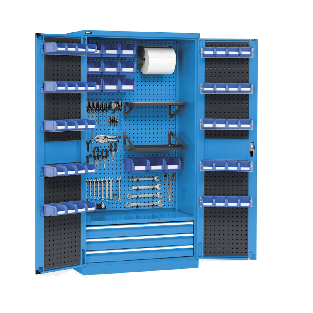 PERFOM140, Armadio porta attrezzi con ante battente e accessori, L1023 x P555 x H2000 mm