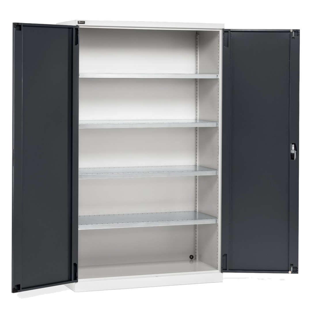 PERFOM170, Armadio con ante a battente e 4 ripiani fessurati, L1193 x P555 x H2000 mm