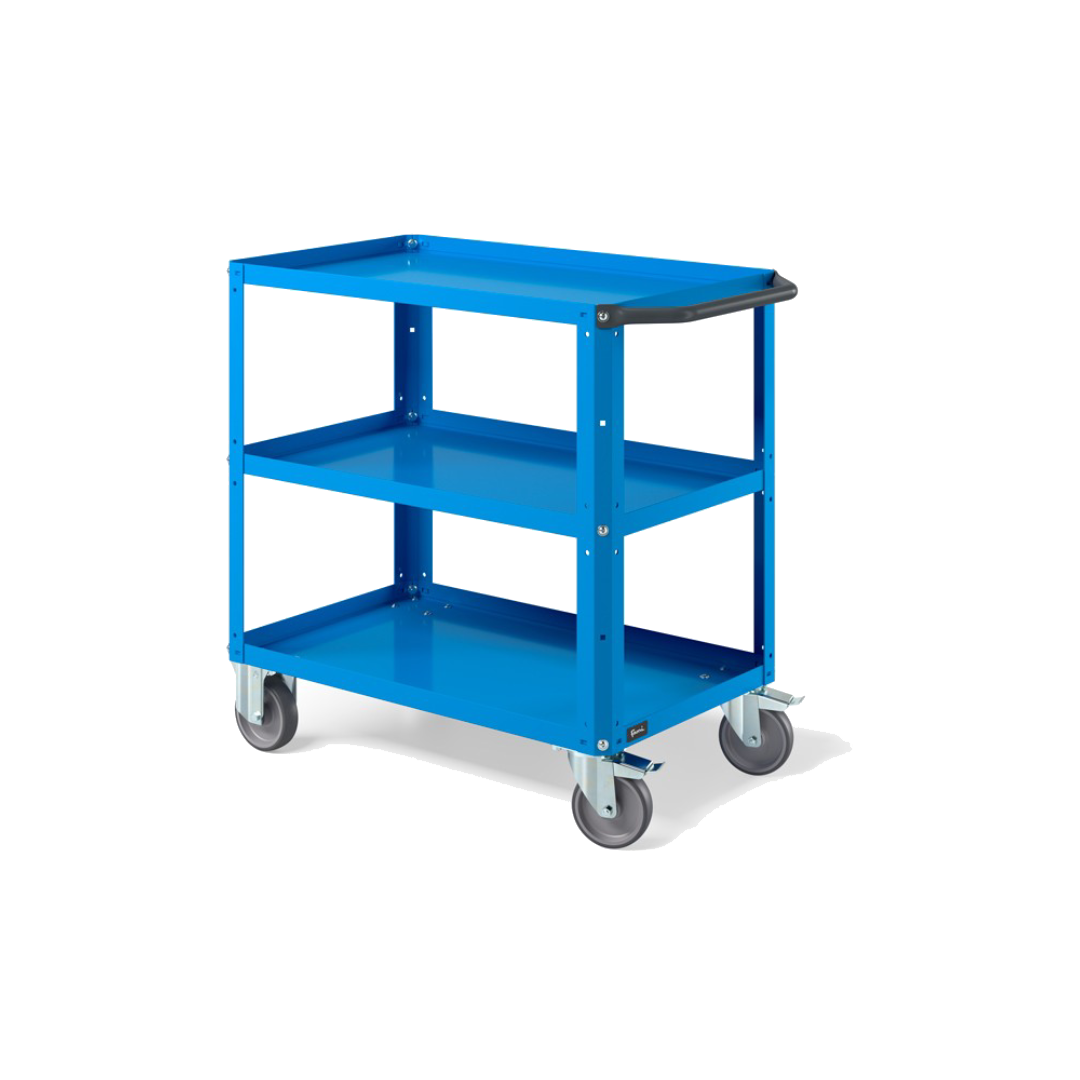 CLEVER09, Carrello a ripiani con piano aggiuntivo e ruote in gomma antritraccia sintetica