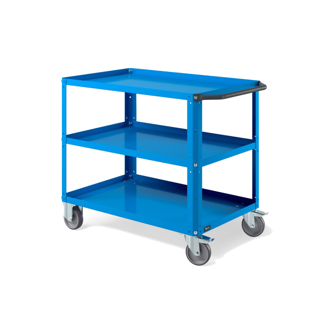 CLEVER10, Carrello a ripiani con piano aggiuntivo e ruote in gomma antritraccia sintetica