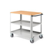 CLEVER10, Carrello a ripiani con ruote con piano in legno e con piano aggiuntivo