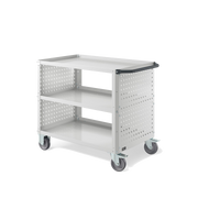 CLEVER10, Carrello a ripiani con ruote, piano aggiuntivo e pannelli forati