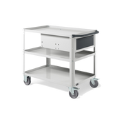 CLEVER10, Carrello a ripiani con ruote, piano aggiuntivo e cassetto