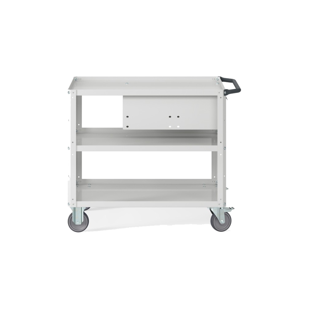 CLEVER10, Carrello a ripiani con ruote, piano aggiuntivo e cassetto