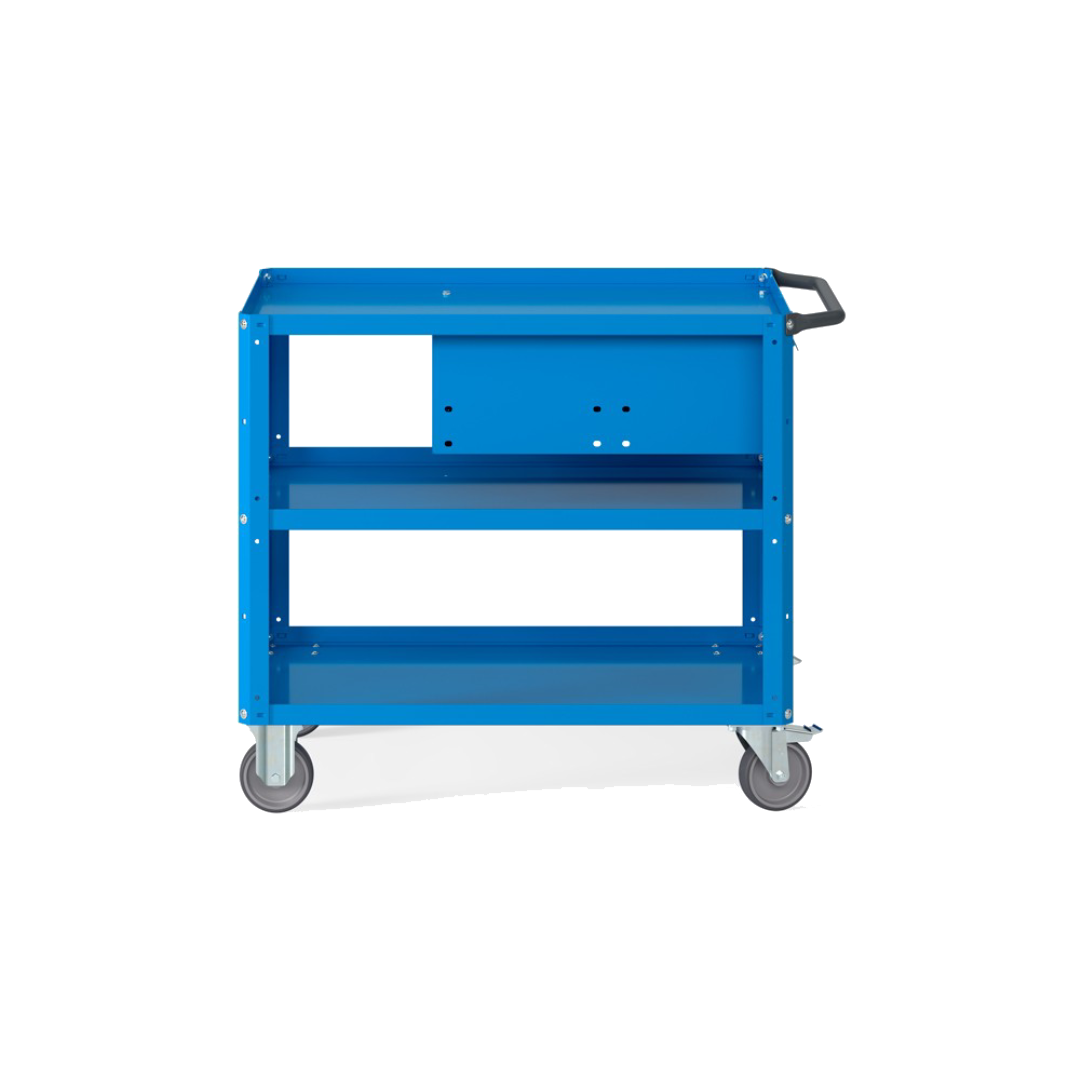 CLEVER10, Carrello a ripiani con ruote, piano aggiuntivo e cassetto