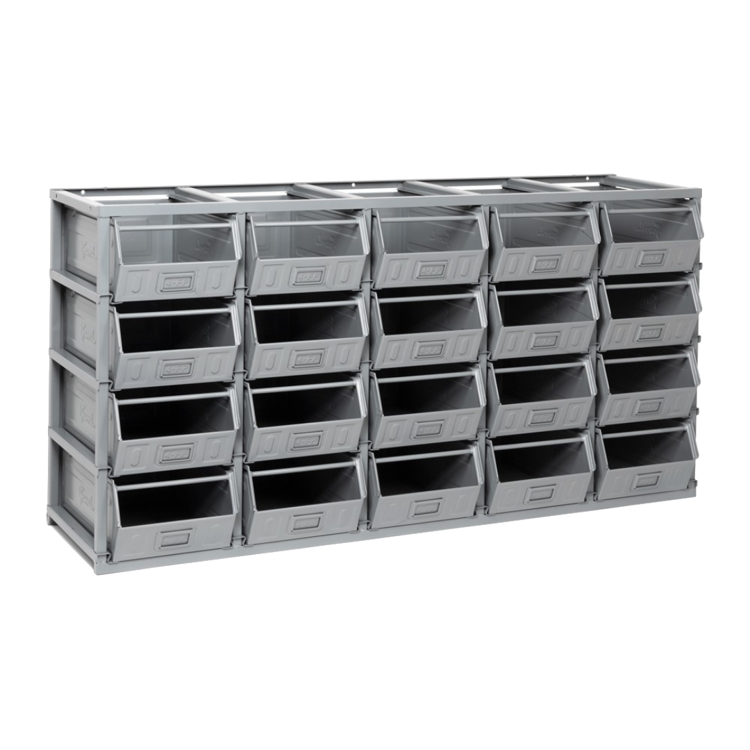 FED40540201, Scaffale Domino con 20 contenitori in metallo, mis. 4