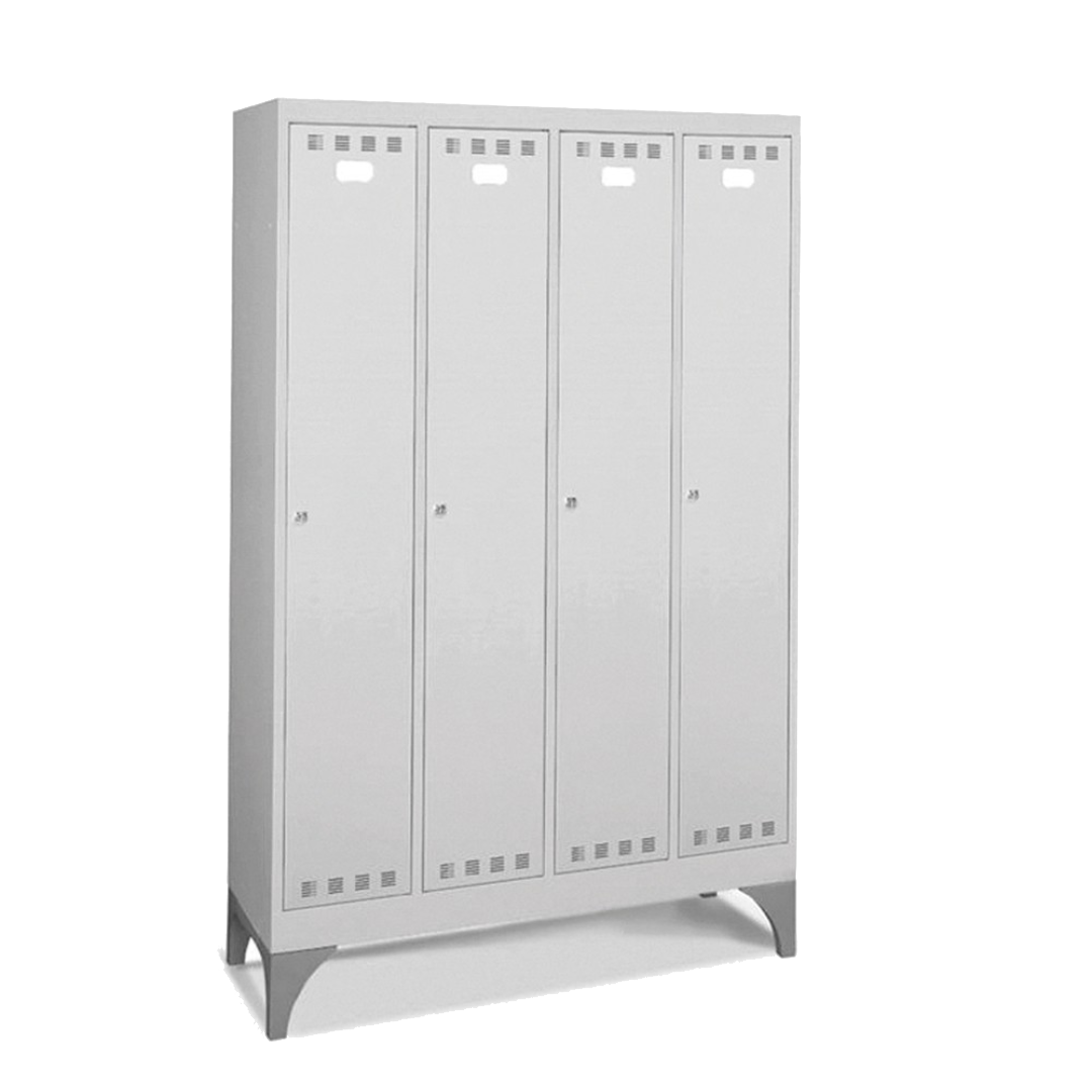 PERFOMAN01, Armadio spogliatoio in metallo a 4 scomparti con piedini