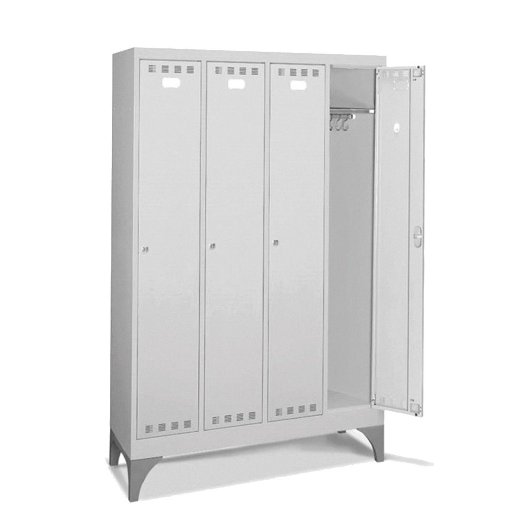 PERFOMAN01, Armadio spogliatoio in metallo a 4 scomparti con piedini