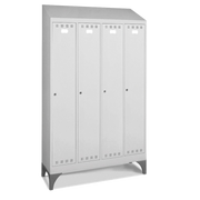 PERFOMAN03 | Armadio spogliatoio in metallo a 4 scomparti con piedini e tetto inclinato